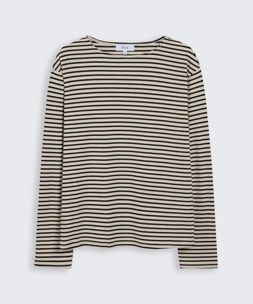 FRAGE(フラゲ)の「スタンダード ストライプ ロングスリーブ(Tシャツ/カットソー・メンズ・ブラック/ベージュ・MEDIUM/LARGE)」の1枚目の写真