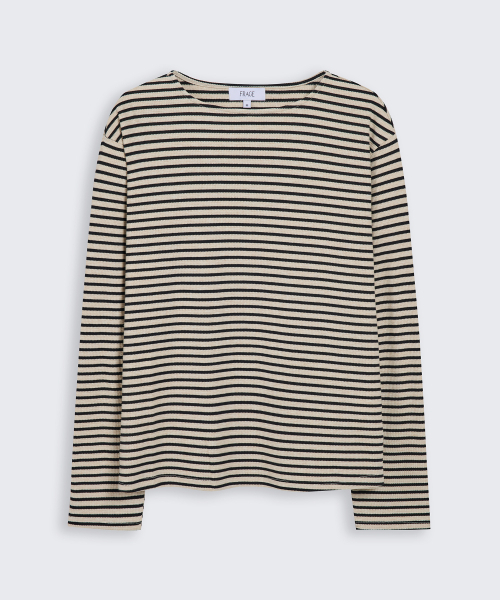 FRAGE(フラゲ)の「スタンダード ストライプ ロングスリーブ(Tシャツ/カットソー・メンズ・ブラック/ベージュ・MEDIUM/LARGE)」の3枚目の写真