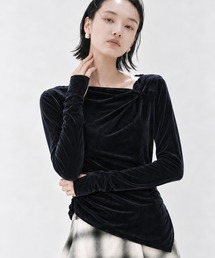 【STUDIOUS/ステュディオス】Velours Long Tee/ベロアロングティー/カットソー/トップス/シアーベロア/ウォッシャブル