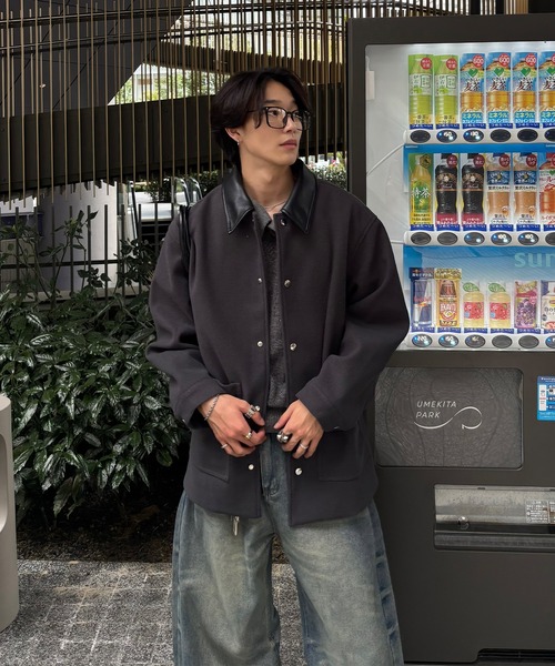 EMMA CLOTHES(エマクローズ)の「Melton Coverall Coat/メルトンカバーオールコート《カフェ店員"Haruto"コラボ》(ステンカラーコート・メンズ・チャコール/ブラック/ブラウン・M/L)」の21枚目の写真