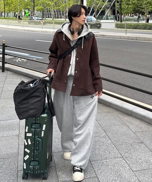 EMMA CLOTHES(エマクローズ)の「Melton Coverall Coat/メルトンカバーオールコート《カフェ店員"Haruto"コラボ》(ステンカラーコート・メンズ・チャコール/ブラック/ブラウン・M/L)」の7枚目の写真