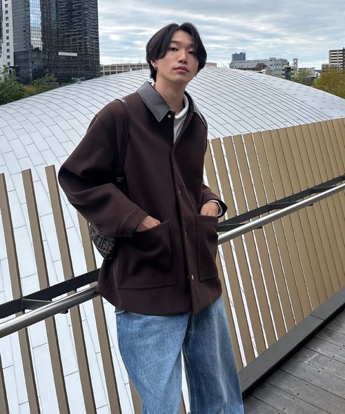 EMMA CLOTHES(エマクローズ)の「Melton Coverall Coat/メルトンカバーオールコート《カフェ店員"Haruto"コラボ》(ステンカラーコート・メンズ・チャコール/ブラック/ブラウン・M/L)」の10枚目の写真