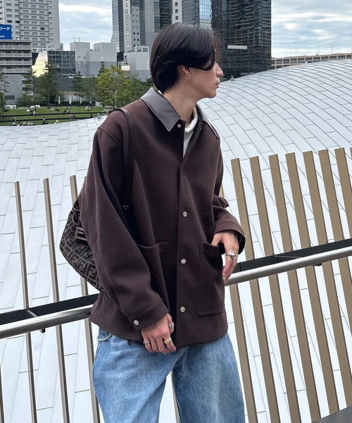 EMMA CLOTHES(エマクローズ)の「Melton Coverall Coat/メルトンカバーオールコート《カフェ店員"Haruto"コラボ》(ステンカラーコート・メンズ・チャコール/ブラック/ブラウン・M/L)」の11枚目の写真