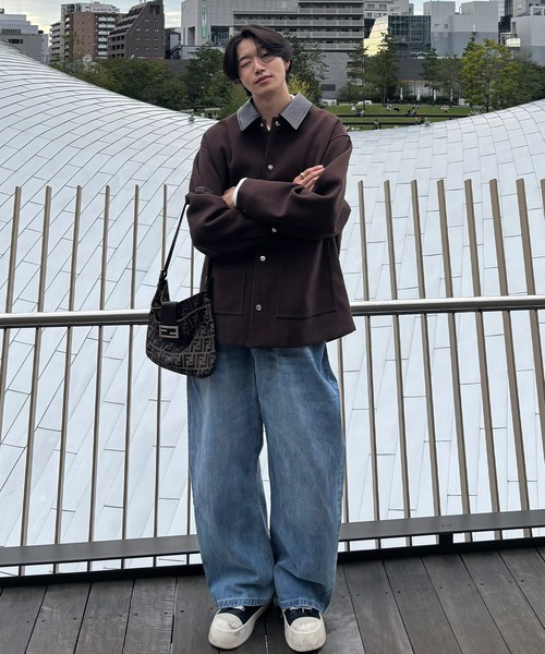 EMMA CLOTHES(エマクローズ)の「Melton Coverall Coat/メルトンカバーオールコート《カフェ店員"Haruto"コラボ》(ステンカラーコート・メンズ・チャコール/ブラック/ブラウン・M/L)」の13枚目の写真