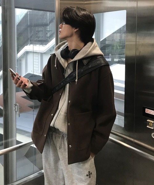 EMMA CLOTHES(エマクローズ)の「Melton Coverall Coat/メルトンカバーオールコート《カフェ店員"Haruto"コラボ》(ステンカラーコート・メンズ・チャコール/ブラック/ブラウン・M/L)」の17枚目の写真