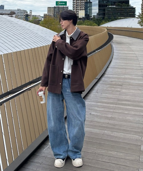 EMMA CLOTHES(エマクローズ)の「Melton Coverall Coat/メルトンカバーオールコート《カフェ店員"Haruto"コラボ》(ステンカラーコート・メンズ・チャコール/ブラック/ブラウン・M/L)」の15枚目の写真