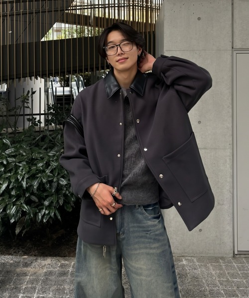 EMMA CLOTHES(エマクローズ)の「Melton Coverall Coat/メルトンカバーオールコート《カフェ店員"Haruto"コラボ》(ステンカラーコート・メンズ・チャコール/ブラック/ブラウン・M/L)」の22枚目の写真
