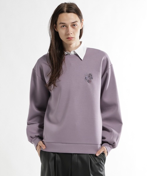 HARE(ハレ)の「マルチマテリアルフラワーコラージュバックプリントスウェット(HARE)(スウェット・メンズ・ホワイト/ブラック/グレー/パープル・SMALL/MEDIUM)」の4枚目の写真