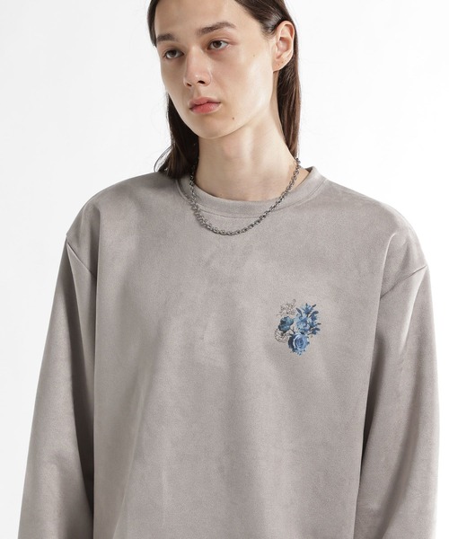 HARE(ハレ)の「マルチマテリアルフラワーコラージュバックプリントスウェット(HARE)(スウェット・メンズ・ホワイト/ブラック/グレー/パープル・SMALL/MEDIUM)」の1枚目の写真