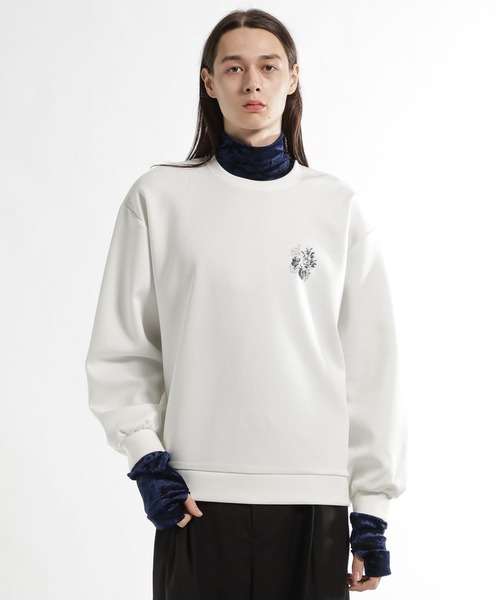 HARE(ハレ)の「マルチマテリアルフラワーコラージュバックプリントスウェット(HARE)(スウェット・メンズ・ホワイト/ブラック/グレー/パープル・SMALL/MEDIUM)」の2枚目の写真