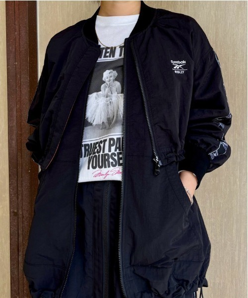 Risley(リズレー)の「Risley(リズレー) ReebokxRisley Layered bomber jacket/R2603-RBK960/レイヤードボンバージャケット(ブルゾン・レディース・ブラック・F)」の1枚目の写真