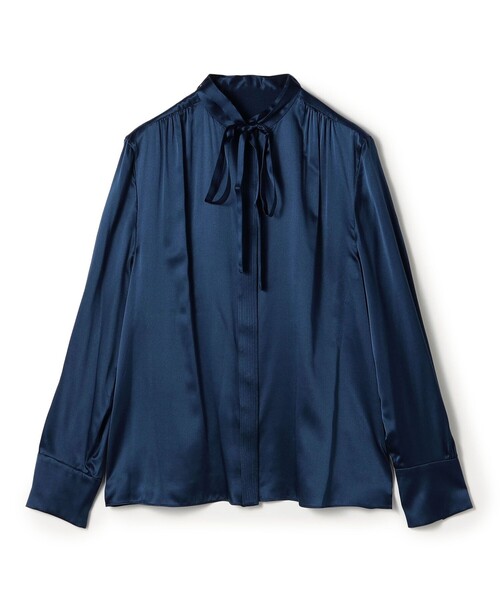 TOMORROWLAND collection(トゥモローランドコレクション)の「ウォッシャブルサテン ボウタイブラウス(シャツ/ブラウス・レディース・ホワイト/ブラウン/ダークブルー・36)」の1枚目の写真