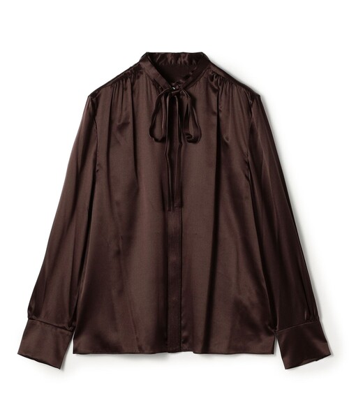 TOMORROWLAND collection(トゥモローランドコレクション)の「ウォッシャブルサテン ボウタイブラウス(シャツ/ブラウス・レディース・ホワイト/ブラウン/ダークブルー・36)」の3枚目の写真