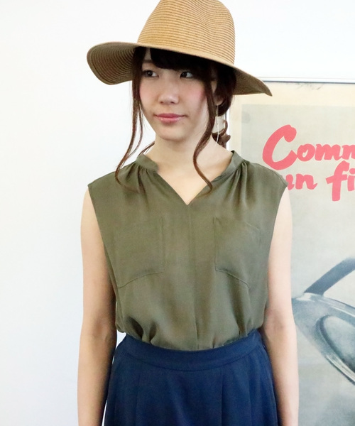 N.（N. Natural Beauty Basic）（エヌエヌナチュラルビューティーベーシック）の「◇ビエラブラウス ノースリーブ（シャツ/ブラウス・レディース・ネイビー/ブルー/ホワイト/ピンク/カーキ/ブルー系その他・MEDIUM）」の2枚目の写真