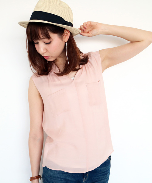 N.（N. Natural Beauty Basic）（エヌエヌナチュラルビューティーベーシック）の「◇ビエラブラウス ノースリーブ（シャツ/ブラウス・レディース・ネイビー/ブルー/ホワイト/ピンク/カーキ/ブルー系その他・MEDIUM）」の6枚目の写真