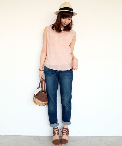 N.（N. Natural Beauty Basic）（エヌエヌナチュラルビューティーベーシック）の「◇ビエラブラウス ノースリーブ（シャツ/ブラウス・レディース・ネイビー/ブルー/ホワイト/ピンク/カーキ/ブルー系その他・MEDIUM）」の10枚目の写真