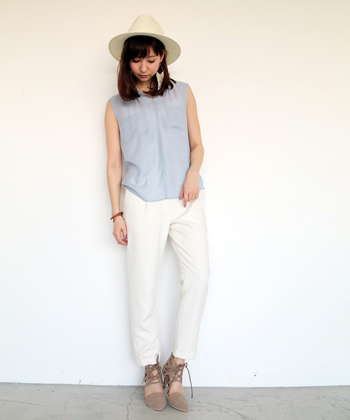 N.（N. Natural Beauty Basic）（エヌエヌナチュラルビューティーベーシック）の「◇ビエラブラウス ノースリーブ（シャツ/ブラウス・レディース・ネイビー/ブルー/ホワイト/ピンク/カーキ/ブルー系その他・MEDIUM）」の21枚目の写真