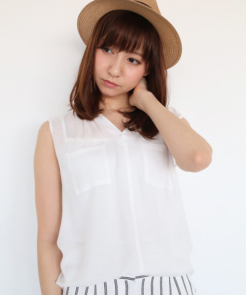 N.（N. Natural Beauty Basic）（エヌエヌナチュラルビューティーベーシック）の「◇ビエラブラウス ノースリーブ（シャツ/ブラウス・レディース・ネイビー/ブルー/ホワイト/ピンク/カーキ/ブルー系その他・MEDIUM）」の13枚目の写真