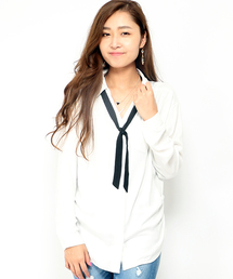 VENCEEXCHANGE | ボウタイ付きレーヨン比翼シャツ (シャツ/ブラウス)