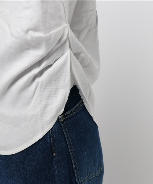 VENCEEXCHANGE（ヴァンスエクスチェンジ）の「ボウタイ付きレーヨン比翼シャツ （シャツ/ブラウス・レディース・レンガ/オフホワイト/ダークグリーン・MEDIUM）」の10枚目の写真