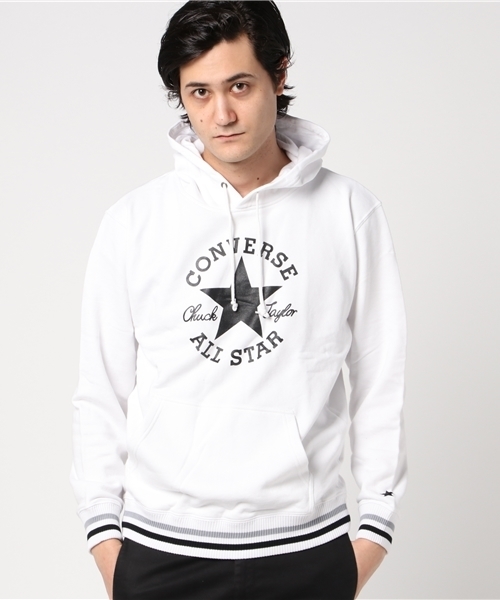 CONVERSE（コンバース）の「【CONVERSE】裏毛プリントプルパーカー（パーカー・メンズ・ブラック/スミクロ/ホワイト/オフホワイト・MEDIUM/LARGE）」の2枚目の写真