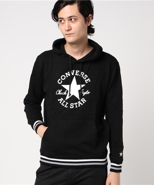 CONVERSE（コンバース）の「【CONVERSE】裏毛プリントプルパーカー（パーカー・メンズ・ブラック/スミクロ/ホワイト/オフホワイト・MEDIUM/LARGE）」の4枚目の写真