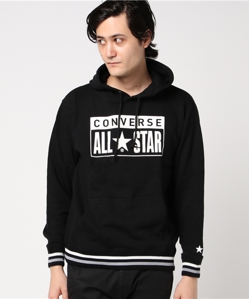 CONVERSE（コンバース）の「【CONVERSE】裏毛プリントプルパーカー（パーカー・メンズ・ブラック/スミクロ/ホワイト/オフホワイト・MEDIUM/LARGE）」の3枚目の写真