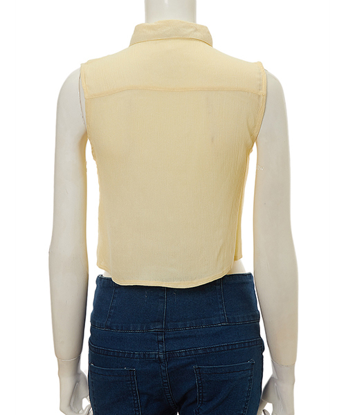 Color（カラー）の「フロントリボンノースリシャツ（シャツ/ブラウス・レディース・イエロー/ホワイト/ネイビー/ピンク/サックスブルー・MEDIUM）」の8枚目の写真