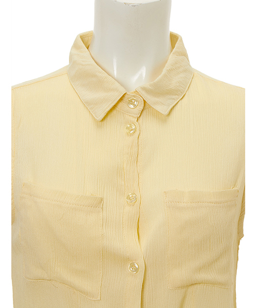 Color（カラー）の「フロントリボンノースリシャツ（シャツ/ブラウス・レディース・イエロー/ホワイト/ネイビー/ピンク/サックスブルー・MEDIUM）」の9枚目の写真