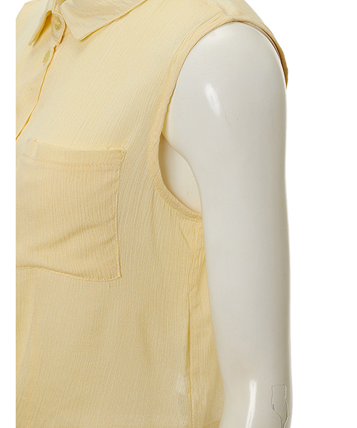 Color（カラー）の「フロントリボンノースリシャツ（シャツ/ブラウス・レディース・イエロー/ホワイト/ネイビー/ピンク/サックスブルー・MEDIUM）」の10枚目の写真