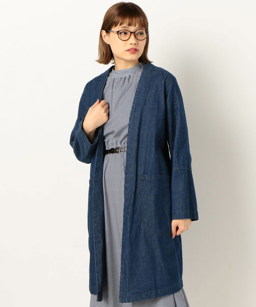 archives（アルシーヴ）の「ノーカラーデニムコート（チェスターコート・レディース・ネイビー/ロイヤルブルー・MEDIUM）」の2枚目の写真