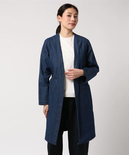 archives（アルシーヴ）の「ノーカラーデニムコート（チェスターコート・レディース・ネイビー/ロイヤルブルー・MEDIUM）」の9枚目の写真