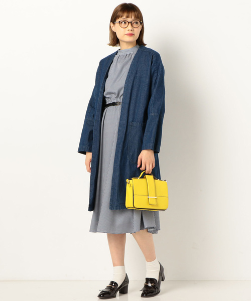 archives（アルシーヴ）の「ノーカラーデニムコート（チェスターコート・レディース・ネイビー/ロイヤルブルー・MEDIUM）」の7枚目の写真