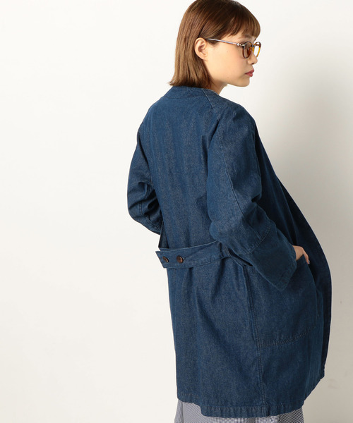 archives（アルシーヴ）の「ノーカラーデニムコート（チェスターコート・レディース・ネイビー/ロイヤルブルー・MEDIUM）」の8枚目の写真