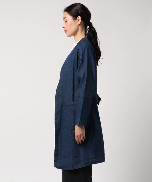 archives（アルシーヴ）の「ノーカラーデニムコート（チェスターコート・レディース・ネイビー/ロイヤルブルー・MEDIUM）」の3枚目の写真