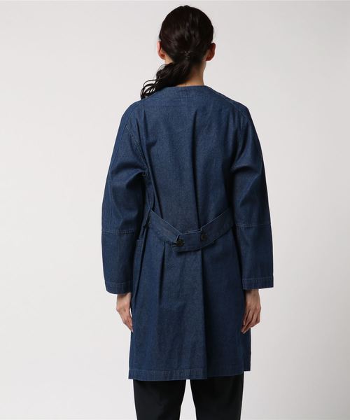 archives（アルシーヴ）の「ノーカラーデニムコート（チェスターコート・レディース・ネイビー/ロイヤルブルー・MEDIUM）」の4枚目の写真