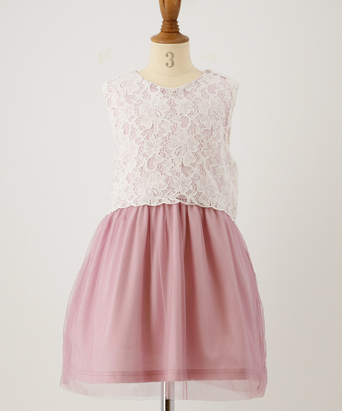 Catherine Cottage（キャサリンコテージ）の「レーシーチュールドレス ワンピース（ワンピース・キッズ・ピンク/ホワイト/ライラック/ブラック/ネイビー/ベージュ/サックスブルー/ブラック×ブラック/コーラルピンク・130/120/110/140）」の7枚目の写真