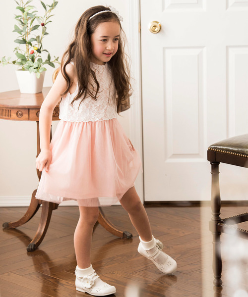 Catherine Cottage（キャサリンコテージ）の「レーシーチュールドレス ワンピース（ワンピース・キッズ・ピンク/ホワイト/ライラック/ブラック/ネイビー/ベージュ/サックスブルー/ブラック×ブラック/コーラルピンク・130/120/110/140）」の8枚目の写真