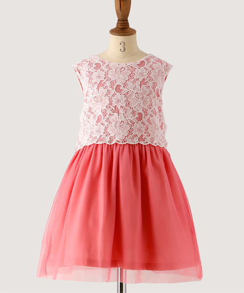 Catherine Cottage（キャサリンコテージ）の「レーシーチュールドレス ワンピース（ワンピース・キッズ・ピンク/ホワイト/ライラック/ブラック/ネイビー/ベージュ/サックスブルー/ブラック×ブラック/コーラルピンク・130/120/110/140）」の9枚目の写真