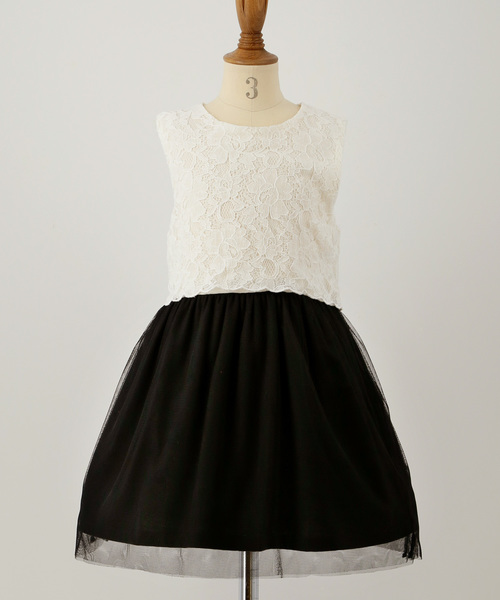 Catherine Cottage（キャサリンコテージ）の「レーシーチュールドレス ワンピース（ワンピース・キッズ・ピンク/ホワイト/ライラック/ブラック/ネイビー/ベージュ/サックスブルー/ブラック×ブラック/コーラルピンク・130/120/110/140）」の3枚目の写真