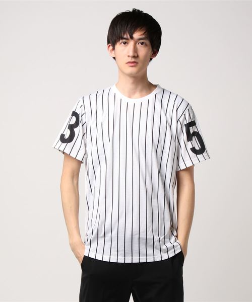 BLACK　EVOLUTION（ブラックエボリューション）の「ビッグシルエットベースボールTシャツ　オーバーサイズ（Tシャツ/カットソー・メンズ・ホワイト/ブラック・MEDIUM/LARGE/X-LARGE）」の2枚目の写真