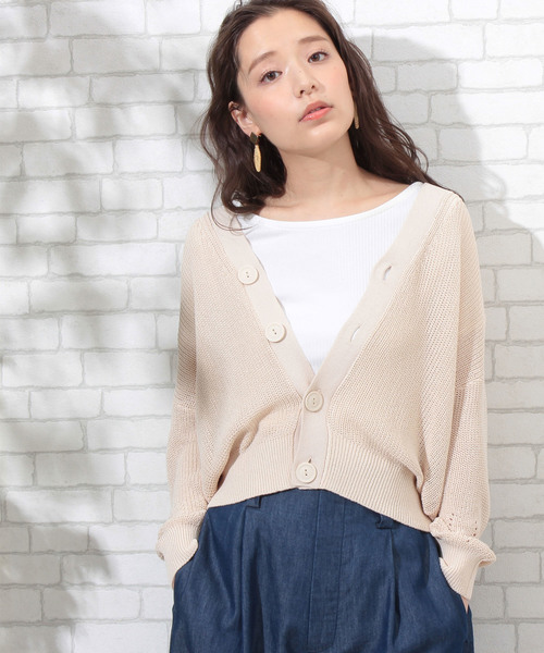 ROPE' PICNIC(ロペピクニック)の「畦編カーディガン(カーディガン/ボレロ・レディース・スミクロ/ベージュ・38/40)」の2枚目の写真