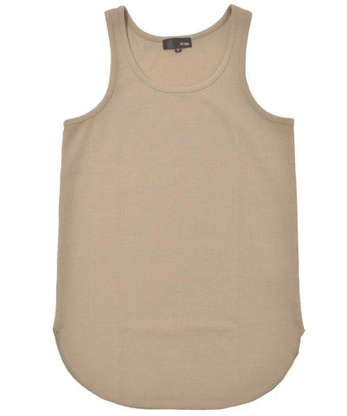 MinoriTY(マイノリティ)の「抗菌防臭加工ワッフルロング丈タンクトップ ノースリーブ(タンクトップ・メンズ・オフホワイト/ベージュ/ネイビー/ブラック/ピンク/カーキ/杢グレー・L/XL/M)」の19枚目の写真