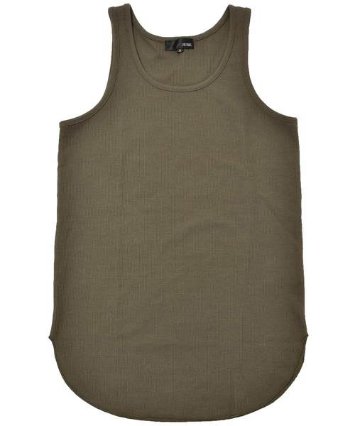 MinoriTY(マイノリティ)の「抗菌防臭加工ワッフルロング丈タンクトップ ノースリーブ(タンクトップ・メンズ・オフホワイト/ベージュ/ネイビー/ブラック/ピンク/カーキ/杢グレー・L/XL/M)」の20枚目の写真