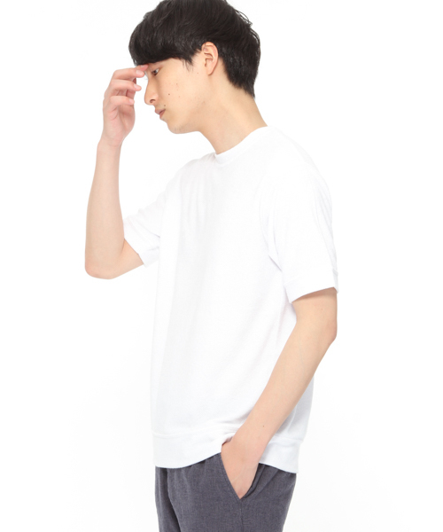 LAKOLE(ラコレ)の「【抗菌防臭】TCパイル半袖Tシャツ / LAKOLE(Tシャツ/カットソー・メンズ・ホワイト/パープル/グレー・LARGE/MEDIUM)」の2枚目の写真
