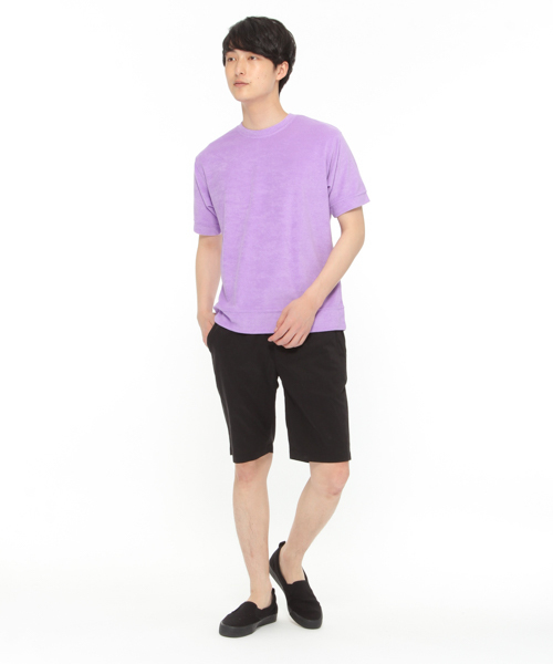 LAKOLE(ラコレ)の「【抗菌防臭】TCパイル半袖Tシャツ / LAKOLE(Tシャツ/カットソー・メンズ・ホワイト/パープル/グレー・LARGE/MEDIUM)」の4枚目の写真