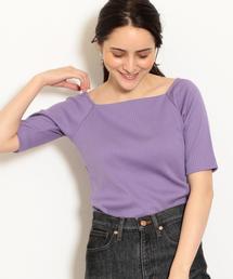 green label relaxing | KFC シャイニー ワイド テレコ スクエアネック カットソー ◆(Tシャツ/カットソー)