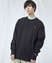 KANGOL/カンゴール コラボ 別注ロゴ刺繍 L/S オーバーサイズカットソー 長袖Tシャツ