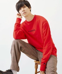 KANGOL/カンゴール コラボ 別注ロゴ刺繍 L/S オーバーサイズカットソー 長袖Tシャツ