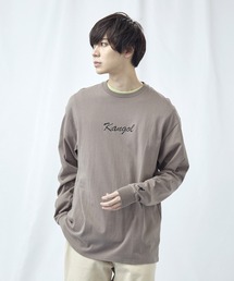 KANGOL/カンゴール コラボ 別注ロゴ刺繍 L/S オーバーサイズカットソー 長袖Tシャツ